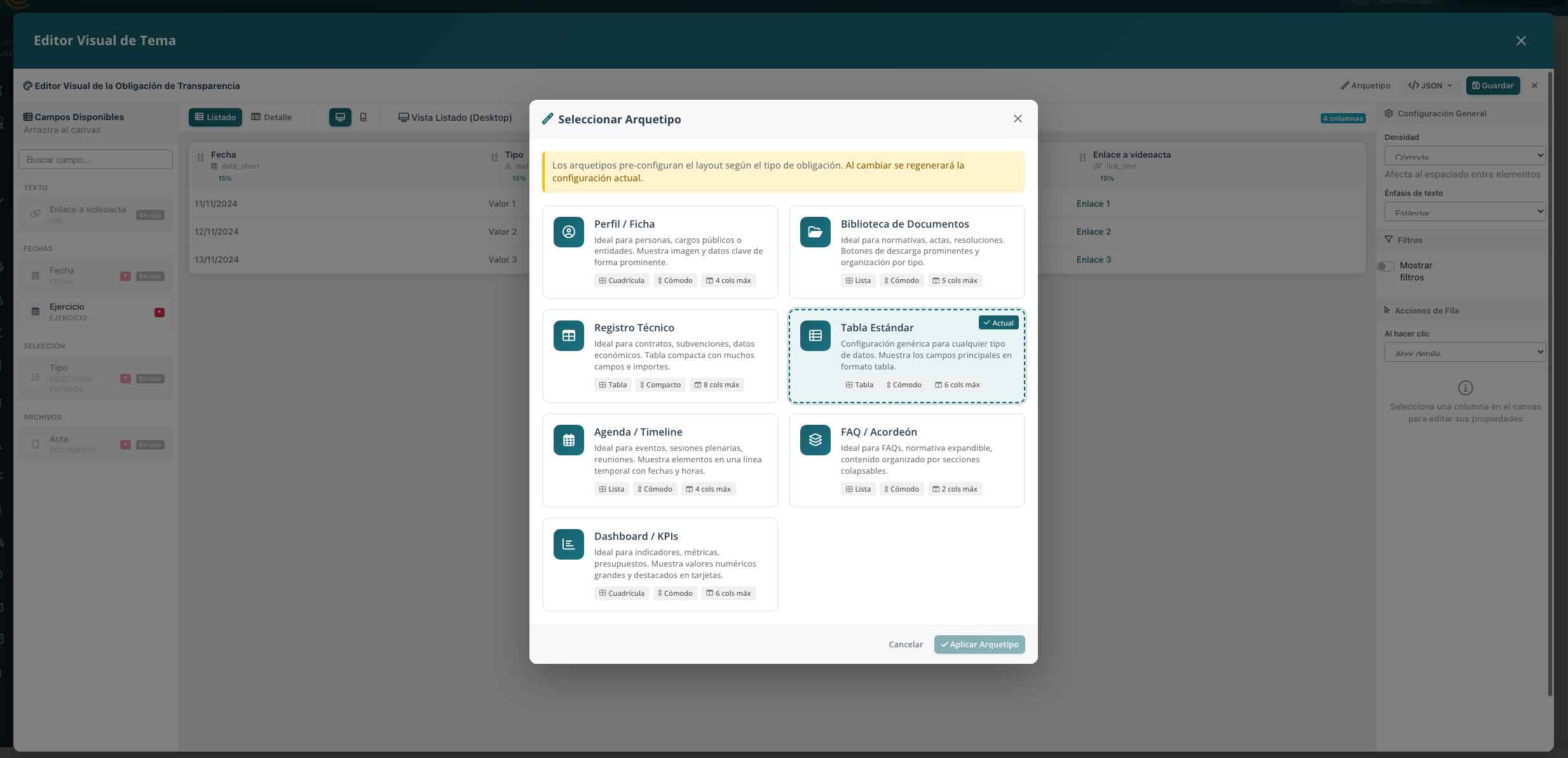 Editor visual de temas - Gesgocom